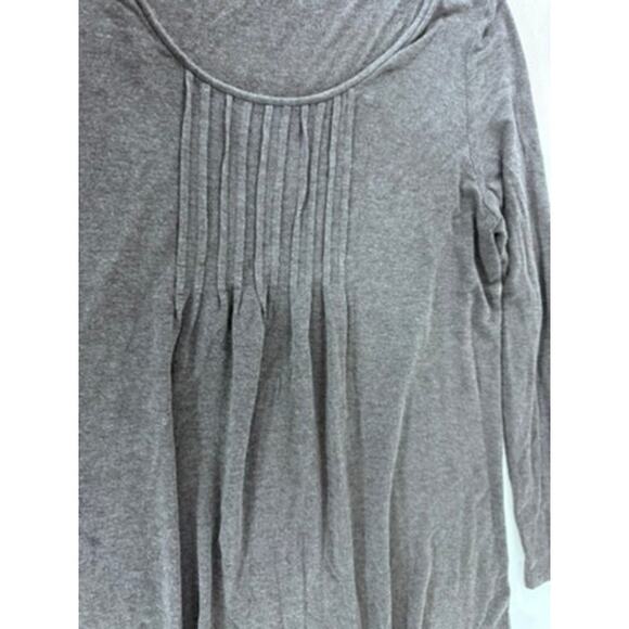 "Eileen Fisher" Gray, Jersey Top, Tunic ,Pintuck, Scoop Neck, Petite L, Charcoal - Picture 6 of 9